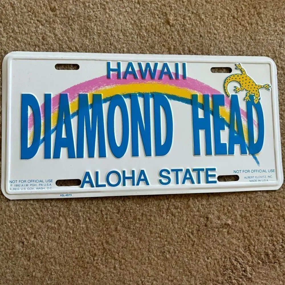 Hawaii Diamond Head Aloha State Souvenir Metal License Plate